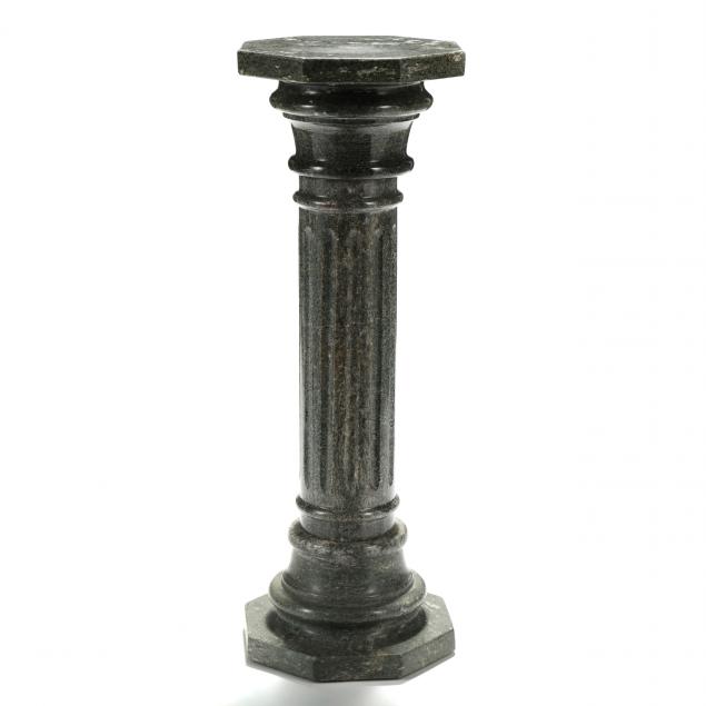 FLUTED GREEN MARBLE PEDESTAL Late