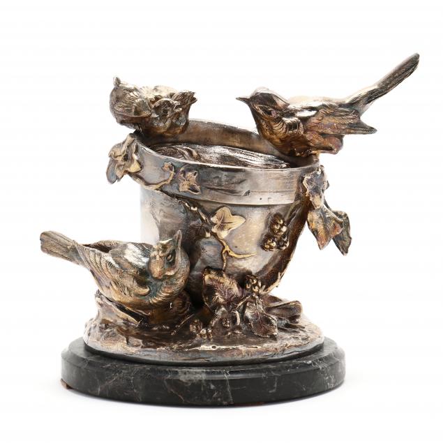 SILVERED BRONZE SCULPTURAL CONTAINER