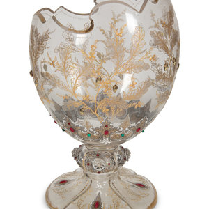 A Moser Gilded and Jeweled Enameled