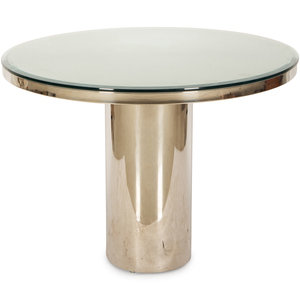 A Chrome and Glass Dining Table or Game