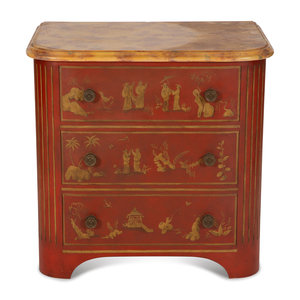 A Red and Gilt Chinoiserie Decorated 348ee1