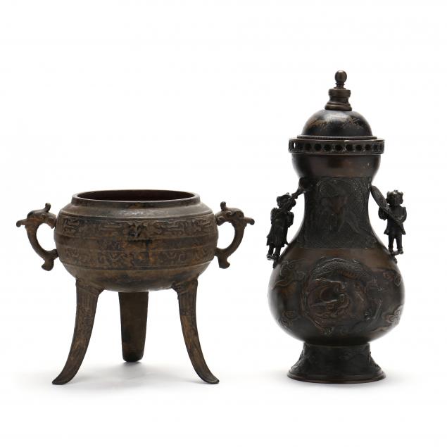 TWO ASIAN BRONZES 20th century,