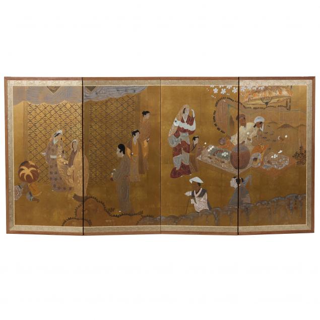 A JAPANESE FOUR PANEL SCREEN Vintage  348ef3