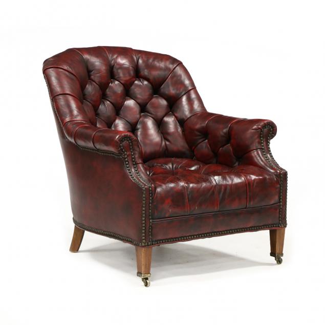 VINTAGE ENGLISH STYLE TUFTED LEATHER