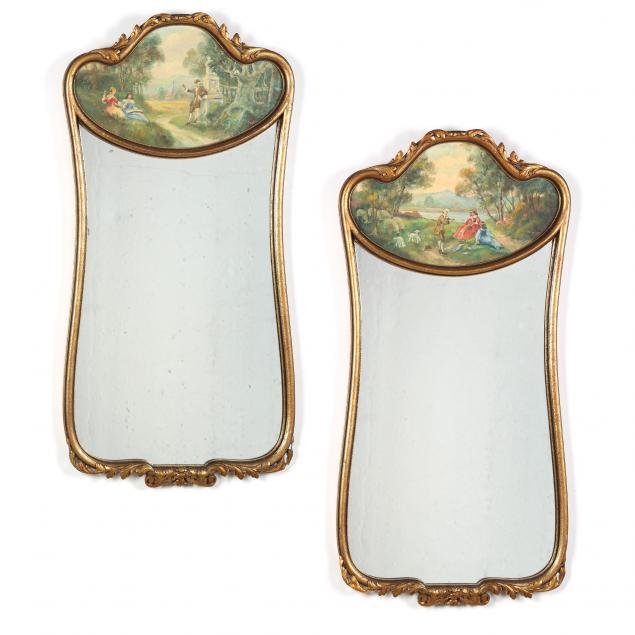 PAIR OF DIMINUTIVE TRUMEAU MIRRORS 348f3a