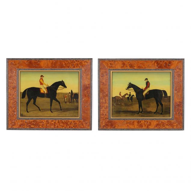 A PAIR OF VICTORIAN REVERSE PAINTED