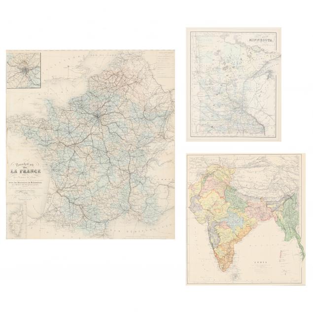 THREE FRAMED 19TH CENTURY MAPS