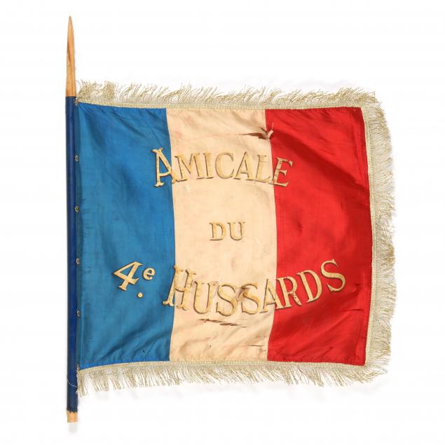 FRENCH SILK TRICOLOR FLAG HONORING