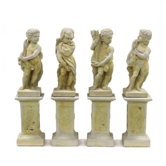 DIMINUTIVE SET OF FOUR CAST STONE 348fd1