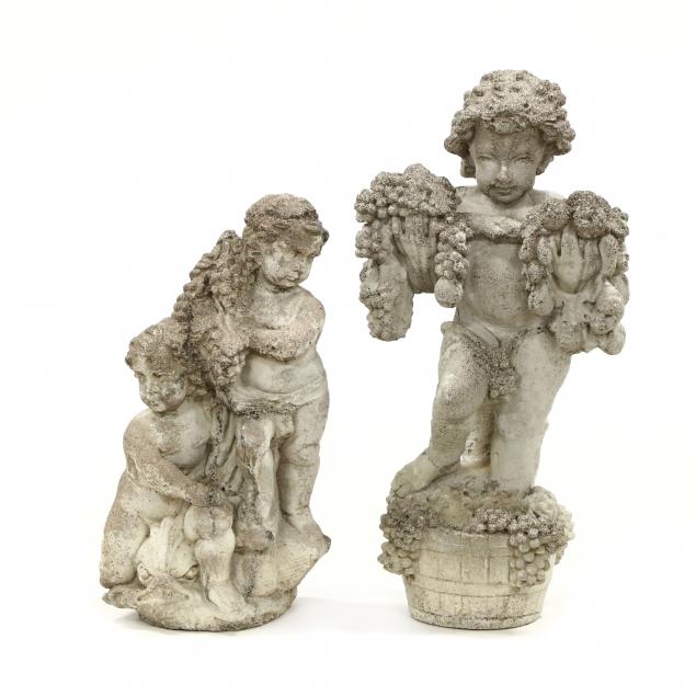 TWO VINTAGE CAST STONE BACCHUS