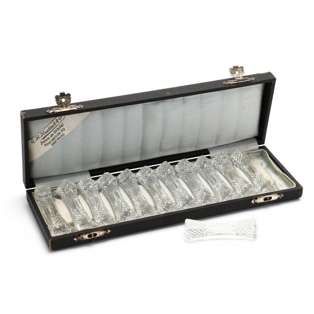 CASED SET OF TWELVE CUT GLASS KNIFE