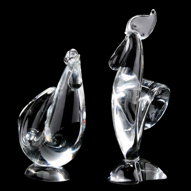 STEUBEN CRYSTAL ROOSTER AND HEN 348ff0