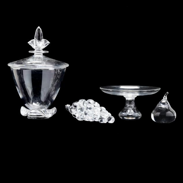 STEUBEN, FOUR PIECES OF CRYSTAL