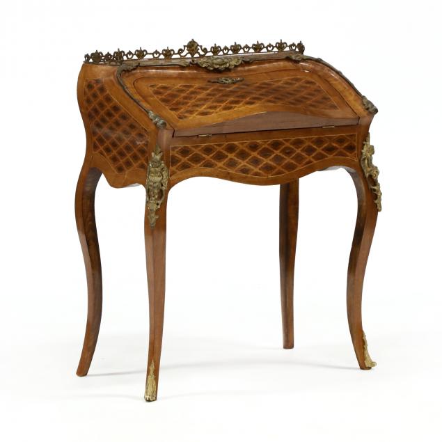 FRENCH PARQUETRY INLAID AND ORMOLU