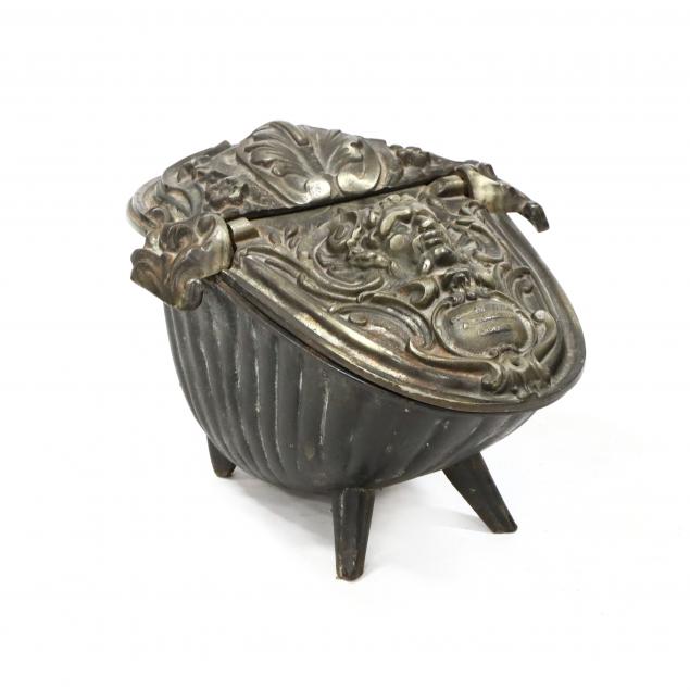 FRENCH NICKEL PLATED IRON COAL SCUTTLE,