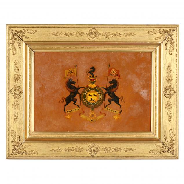 AN ANTIQUE COAT OF ARMS PAINTING