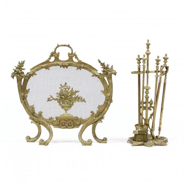 FRENCH ROCOCO STYLE BRASS FIREPLACE