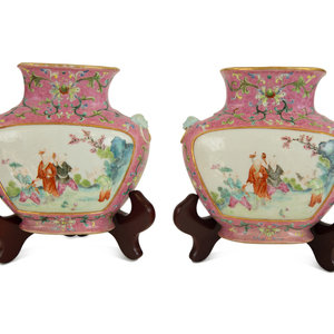 A Pair of Famille Rose Porcelain