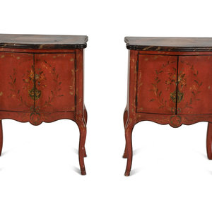 A Pair of Venetian Style Red Painted 3490c0