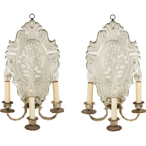 A Pair of Venetian Etched Glass 3490c2