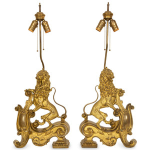 A Pair of English Bronze Andirons 3490d5