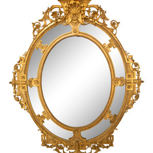 A Napoleon III Giltwood Oval Mirror 19th 3490cf