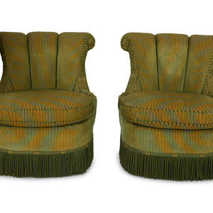 A Pair of Scroll-back Slipper Chairs
20th