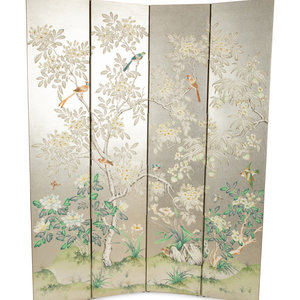 A Four-Panel Floor Screen with
