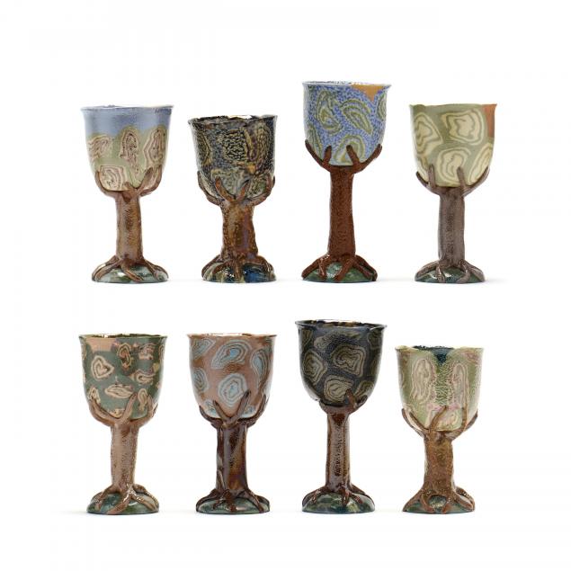 A SET OF EIGHT WINE GOBLETS, JANE