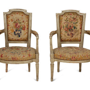 A Pair of Louis XVI Painted Fauteuils Early 349113
