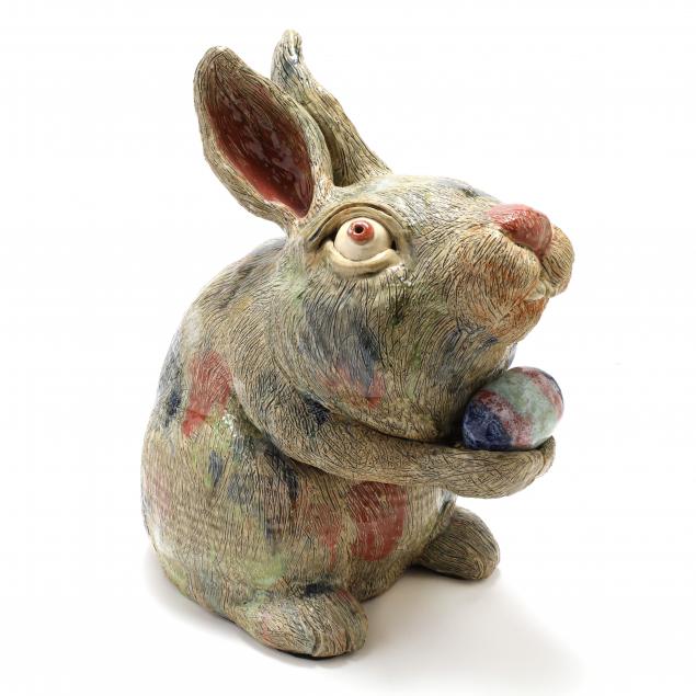 IMPRESSIVE POTTERY RABBIT, WILLIAM FLOWERS