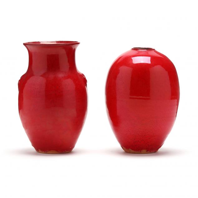 TWO CHINESE RED GLAZED VASES BEN 349155