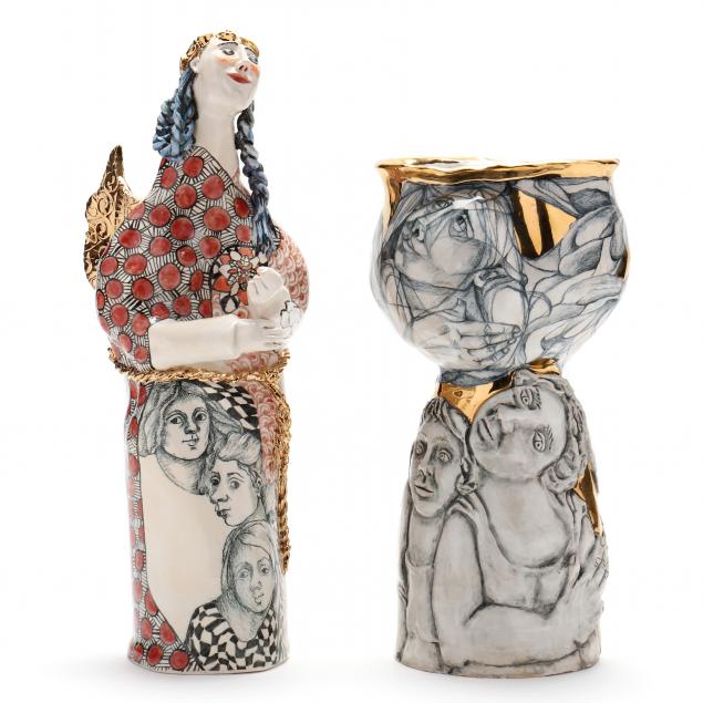 TWO CERAMIC WORKS, MARY LOU HIGGINS
