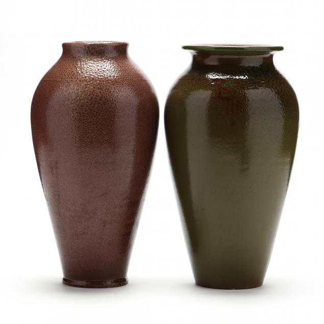 TWO VASES, ATTRIBUTED AUMAN POTTERY