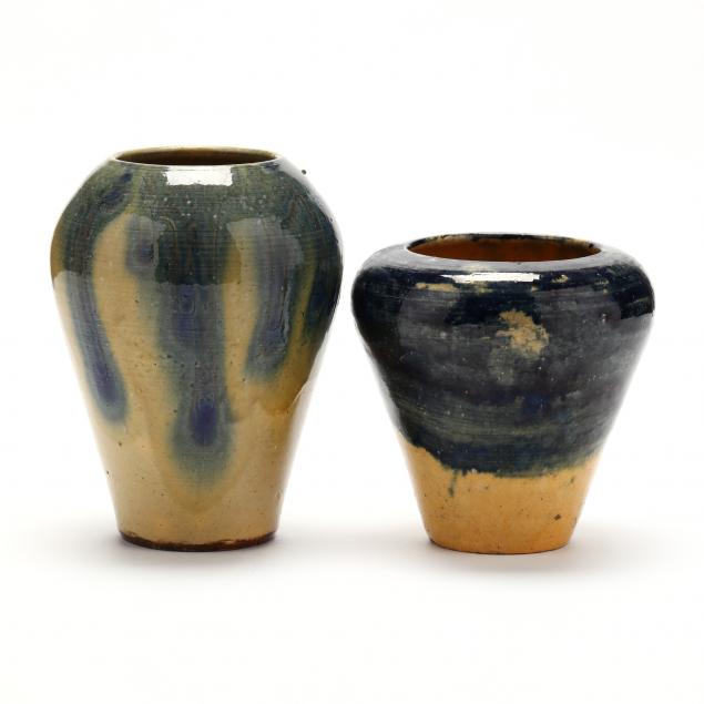 TWO VASES, ATTRIBUTED AUMAN POTTERY