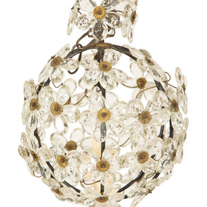 A Small Globe-Form Glass and Metal Chandelier