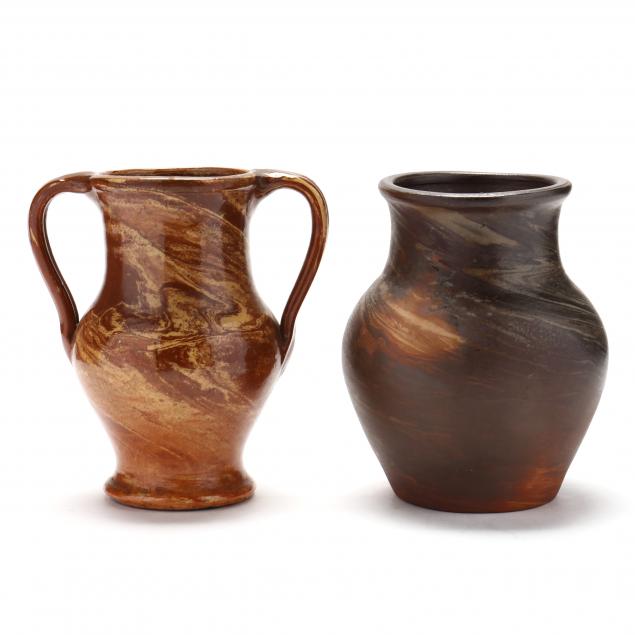 TWO UNUSUAL SWIRL VASES, NORTH STATE