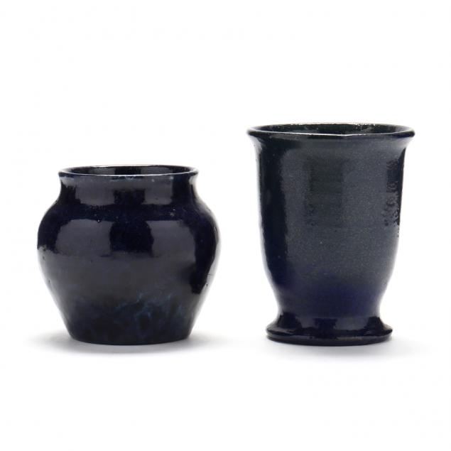 TWO COBALT VASES NORTH STATE POTTERY 3491e6