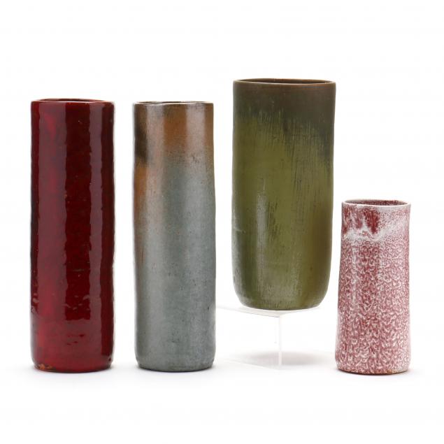 FOUR CYLINDER VASES, A.R. COLE