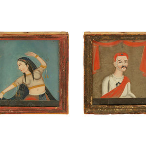 A Pair of Indian Reverse Paintings 34920d