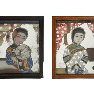 A Pair of Chinese Reverse Paintings