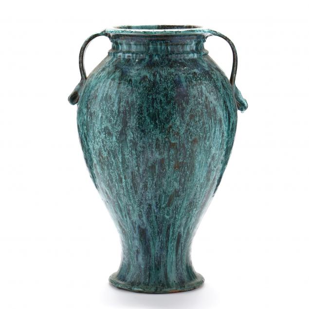 TALL TWO HANDLED VASE ATTRIBUTED 34923e