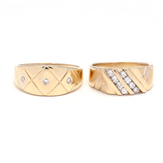 TWO GOLD AND DIAMOND GENT S RINGS 349296