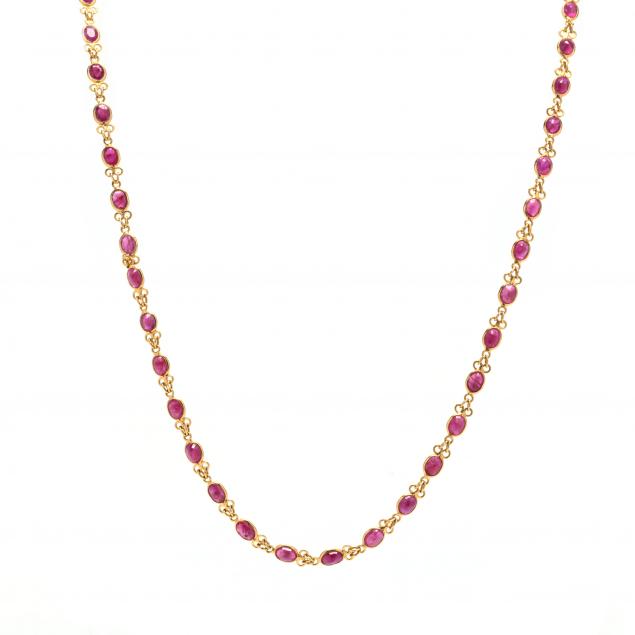 GOLD AND RUBY STATION NECKLACE 34929e