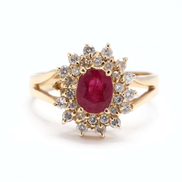 GOLD, RUBY, AND DIAMOND RING Ring