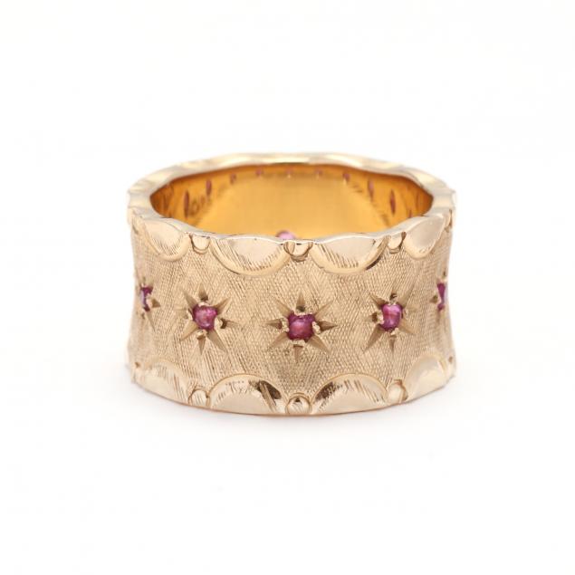 RETRO GOLD AND RUBY BAND The wide