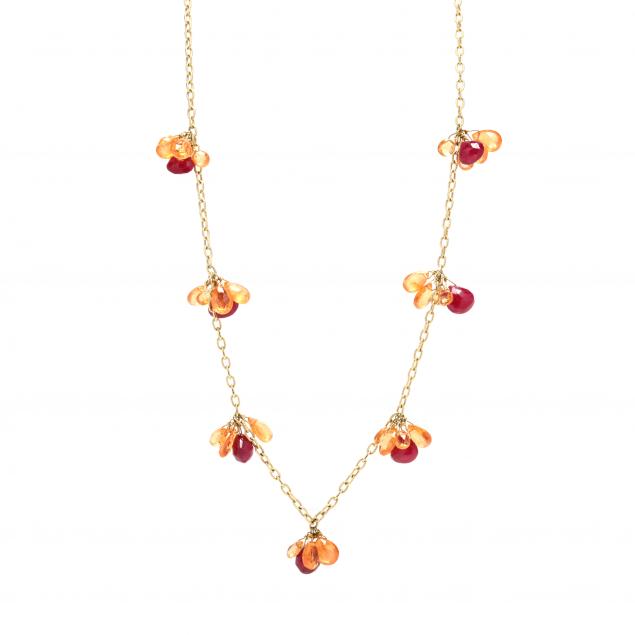 GOLD AND GEM SET NECKLACE The gold 3492a2