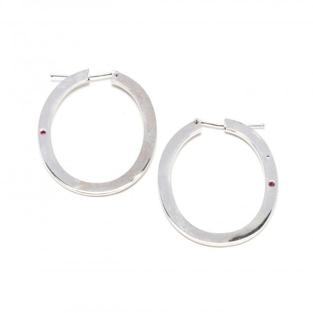 WHITE GOLD HOOP EARRINGS ROBERTO 3492b2