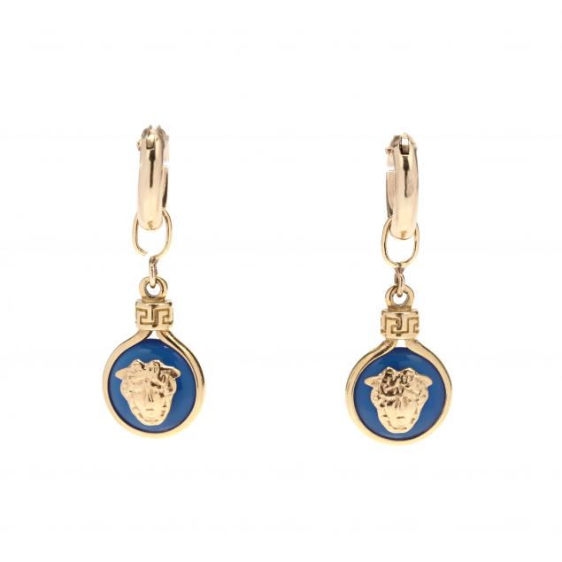 GOLD HOOP EARRINGS WITH CHARM  3492ad