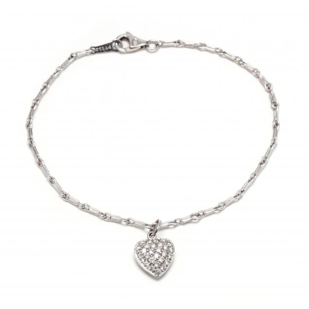 PLATINUM AND DIAMOND HEART BRACELET